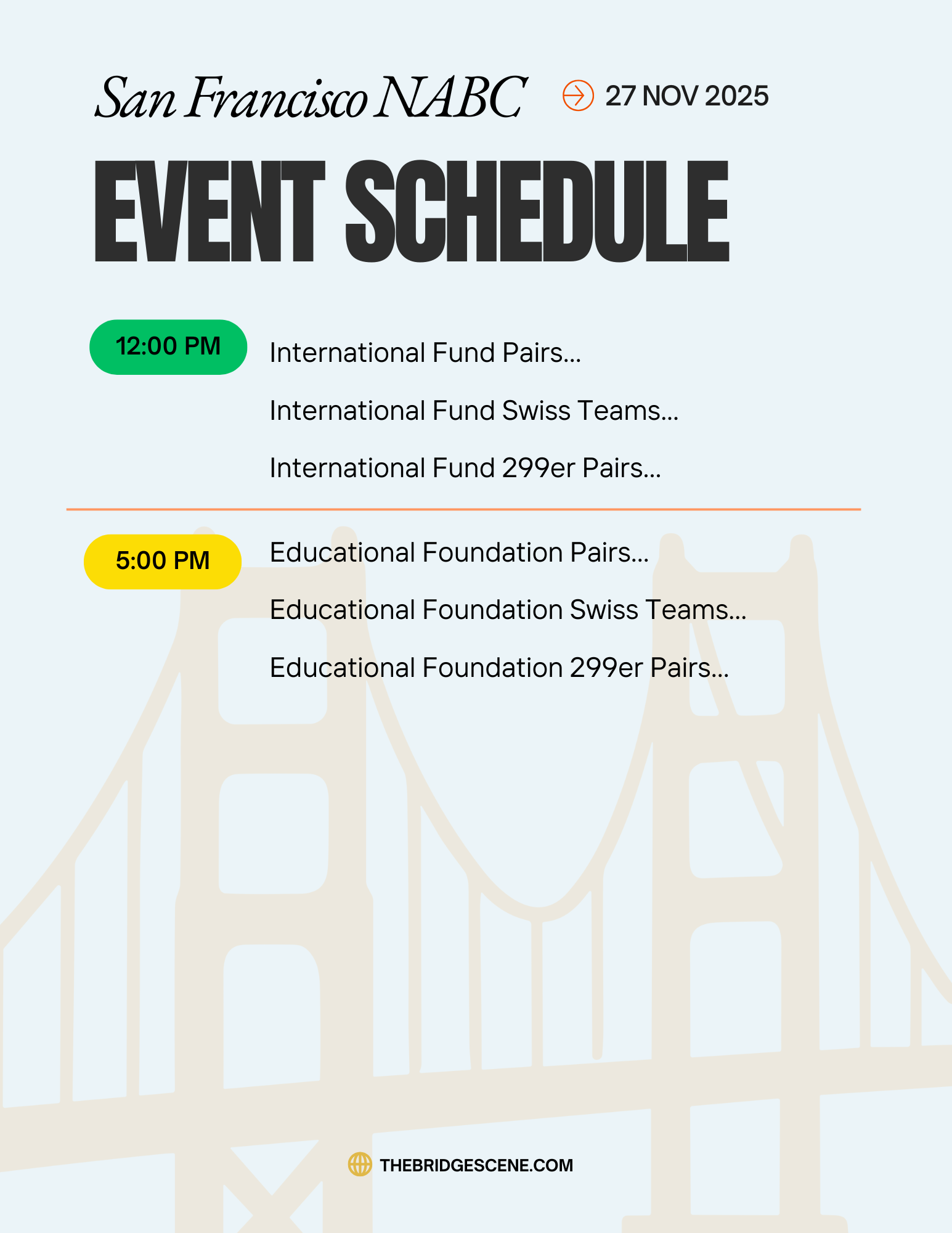 Nov 27 Event Schedule
